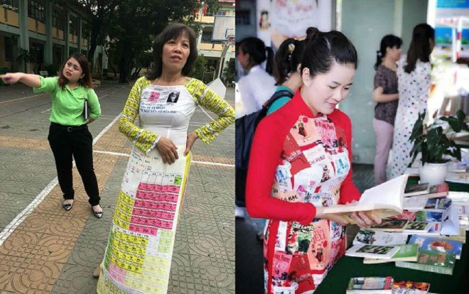 Hình ảnh cô giáo in hẳn bảng tuần hoàn Hóa học lên áo dài khiến cư dân mạng thích thú