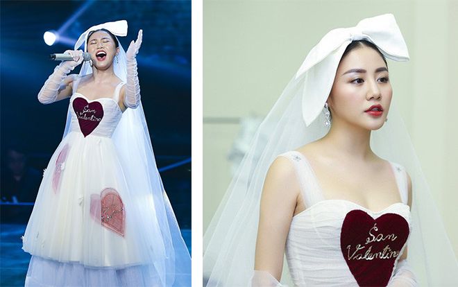 Chắc vừa mơ làm công chúa nhưng vẫn ham hố hóa cô dâu nên Văn Mai Hương mới ăn vận thế này