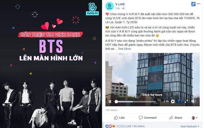A.R.M.Y Việt Nam chơi 'sang', đưa hình BTS lên màn hình lớn ở thành phố Hồ Chí Minh