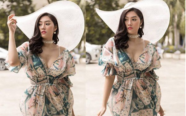 Hoa hậu châu Á Huỳnh Tiên nổi bật giữa đám đông với nón rộng vành trắng