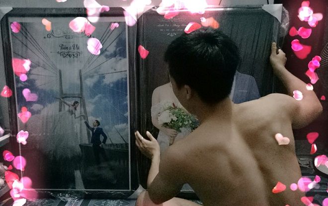 Chàng trai thức xuyên đêm trông ảnh cưới khiến nhiều người tin rằng: Đi qua bão giông mới biết điều cần nhất là tấm chân tình