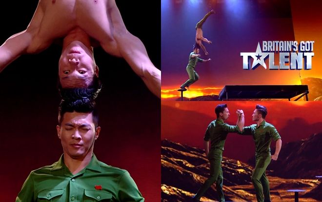 Thót tim với cú nhảy chồng đầu xuất thần của Quốc Cơ - Quốc Nghiệp tại chung kết Britain's Got Talent
