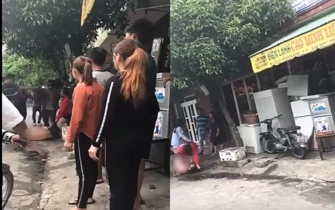Bắt quả tang chồng cặp bồ, vợ lôi cô nhân tình ra đường đánh ghen dã man