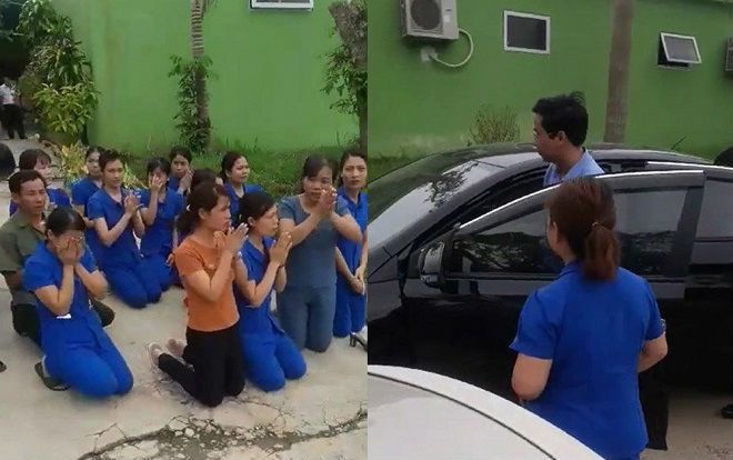 Hàng chục cô giáo khóc lóc quỳ gối cầu xin không đóng cửa nhà trẻ