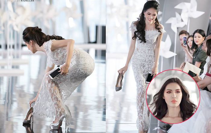 Khoảnh khắc đẹp: Hoa hậu Hương Giang rời ghế khách mời, cúi nhặt giày giúp siêu mẫu Minh Tú