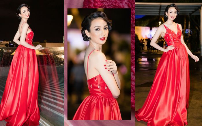 Ngọc Diễm bất chấp trời mưa vẫn chịu chơi thay 2 váy cho 1 sự kiện