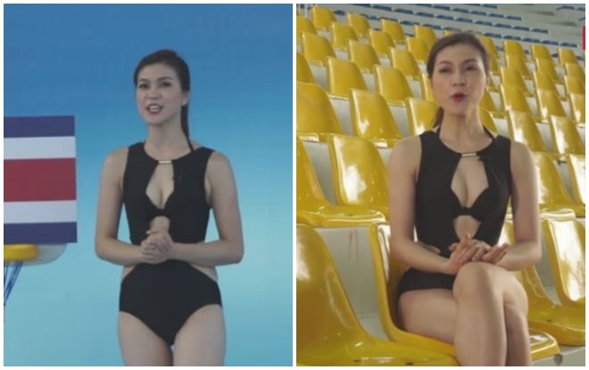 Bỏ mặc dư luận, nữ MC World Cup tiếp tục diện bikini trên sóng truyền hình