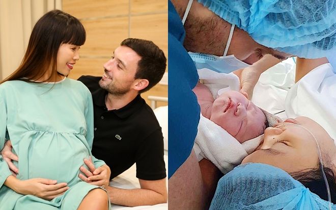 Lộ diện hình ảnh đầu tiên về con gái lai Tây nặng 4,4kg của siêu mẫu Hà Anh