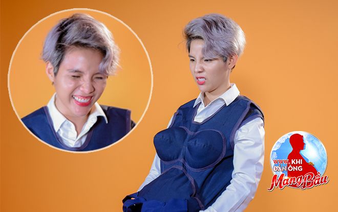 Mặc áo bầu của Manbirth, Vũ Cát Tường 'sang chấn tâm lý' vì bị em bé đạp 'tưng bừng'