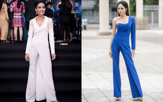 Hương Giang, H'Hen Niê đụng độ với kiểu váy '2 trong 1' chị mất trên em khuyết dưới