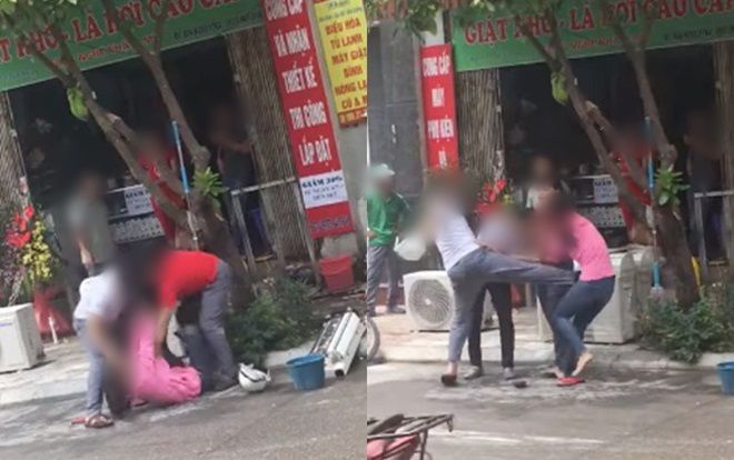 Giải cứu nhân tình bị đánh ghen giữa phố, chồng tung cước đạp thẳng chân vào bụng vợ khiến dân mạng phẫn nộ