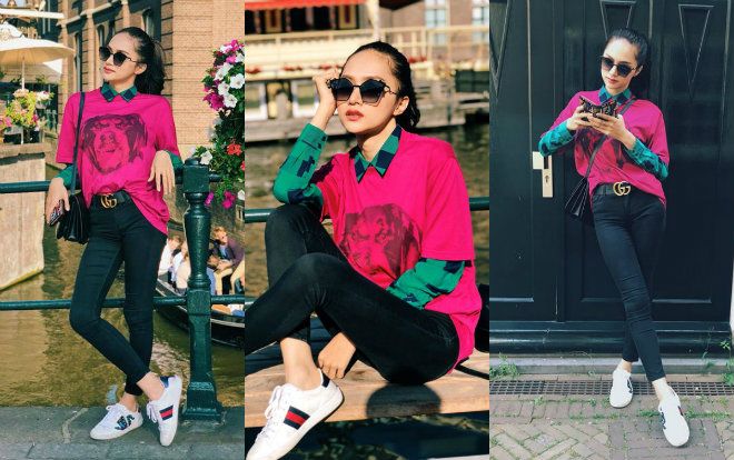 Trút bỏ váy vóc sexy táo bạo, Hương Giang vẫn sang chảnh ngời ngời tại trời Tây