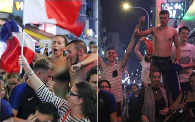 Nữ CĐV ở Sài Gòn cởi đồ, hò hét ăn mừng xuyên đêm tại phố Tây Bùi Viện khi Pháp vô địch World Cup sau 20 năm