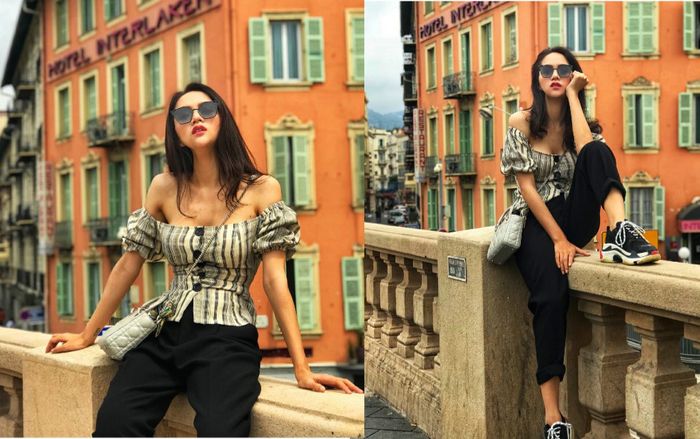 Sao Việt mặc gì hôm nay: Mặc áo trễ nải hững hờ mà lại ngồi gác chân bá đạo thì chỉ có thể là hoa hậu Hương Giang