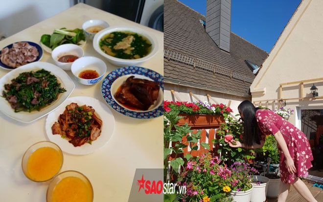 Ban công ngập hoa và rau, mẹ Việt tại Đức đảm đang nấu đủ món quê hương