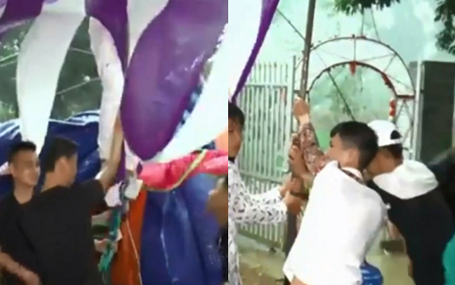 Đám cưới mùa bão lũ: Không nhậu nhẹt, trai làng thay nhau giữ rạp cho khỏi bay mất để quan khách yên tâm ăn cỗ