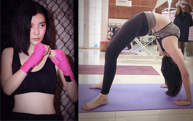 Đâu chỉ dao kéo nguyên mặt, trung úy Minh Ngọc (Hậu duệ mặt trời) vẫn phải tập luyện quần quật đây này!