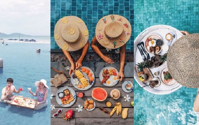 Ăn sáng trên giường xưa rồi, 'rich kid' bây giờ phải ăn sáng ngay tại hồ bơi mới là đẳng cấp!