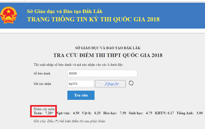 Phúc khảo môn Toán, một thí sinh Đắk Lắk được nâng từ 0,6 lên 7,2 điểm