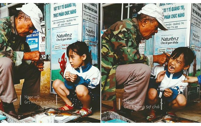 Sợ hãi cũng có thần thái, cô bé đi bắn lỗ tai chứng minh 'đau như kiến cắn' trong truyền thuyết là dối trá