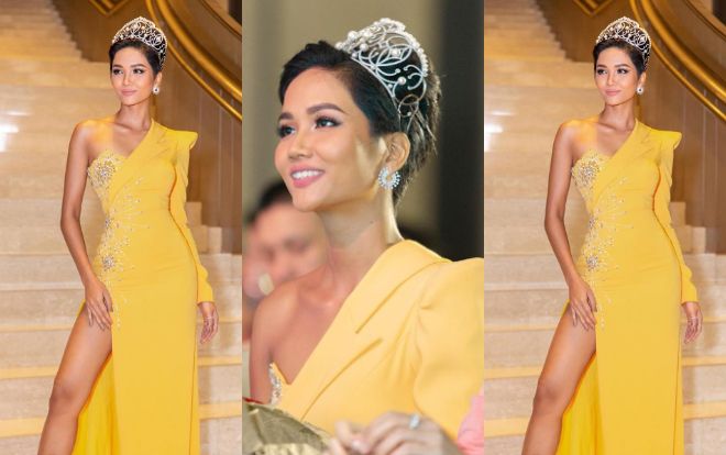 H'Hen Niê tiếp tục gây thích thú với chiếc váy vàng nửa kín nửa hở lạ lẫm