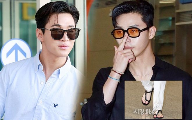 Park Seo Joon đi dép xỏ ngón 'đụng độ' con nhà tài phiệt đời thực Henry Lau tại sân bay