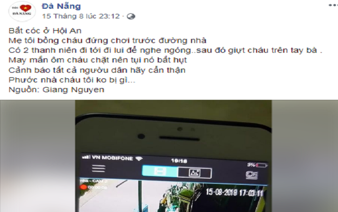 Thực hư clip 2 thanh niên phóng xe máy bắt cóc trẻ em ở Hội An