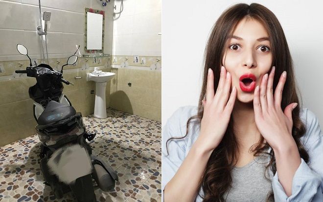 Đăng đàn khoe bố cẩn thận cất xe vào nhà tắm chống trộm, cô nàng khiến dân mạng choáng ngợp vì điều này