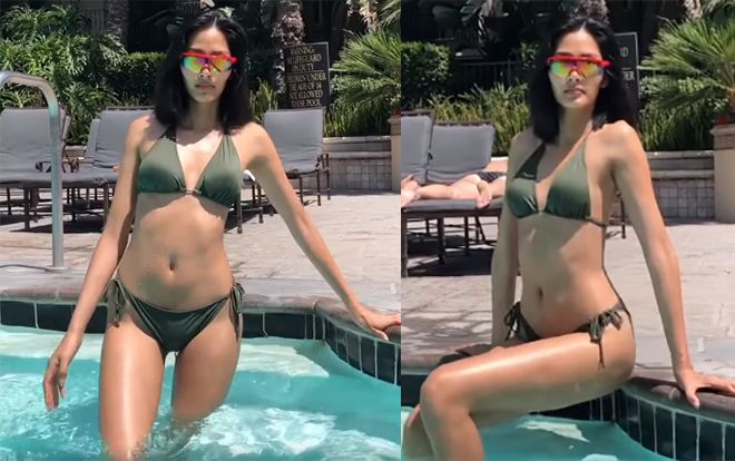 Không thể thua chị kém em, Hoàng Thùy tung clip diện đồ bơi 'sống ảo' gợi cảm hết mực