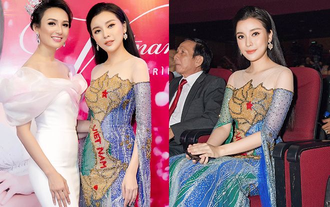 Cao Thái Hà chơi trội bê nguyên bản đồ Việt Nam lên thảm đỏ gây tò mò
