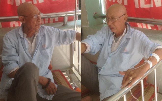 [SỐC] Xót xa hình ảnh nghệ sĩ Lê Bình rụng hết tóc vì ung thư phổi, nằm chung bệnh viện với diễn viên Mai Phương
