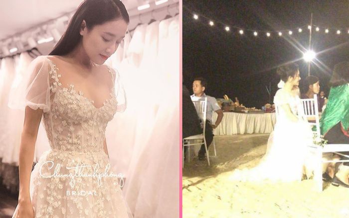 Lộng lẫy khi thử đồ là thế, Nhã Phương mặc váy cưới trong ngày đính hôn như thế nào?