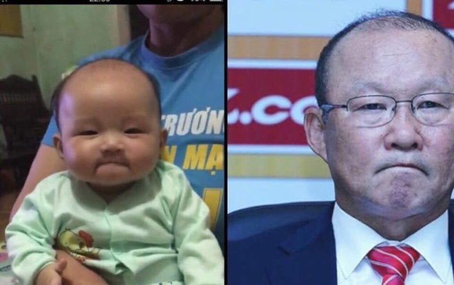 Cậu bé mặt tròn, mắt một mí và môi mím chặt giống hệt HLV Park Hang-seo khiến dân mạng phát cuồng