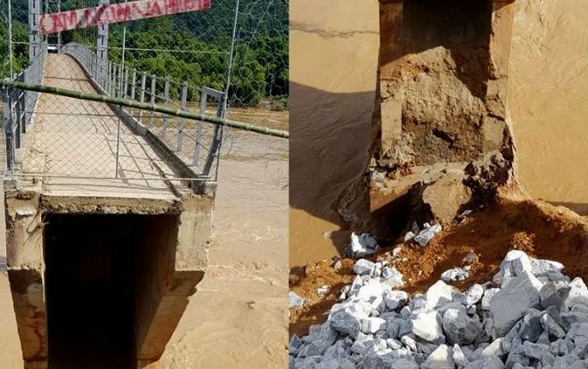 Thủy điện xả lũ liên tục, cầu Chôm Lôm bị cuốn đứt gãy 1 mố cầu