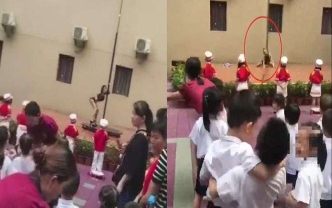 Vũ công múa cột trong ngày khai giảng ở trường mầm non Trung Quốc