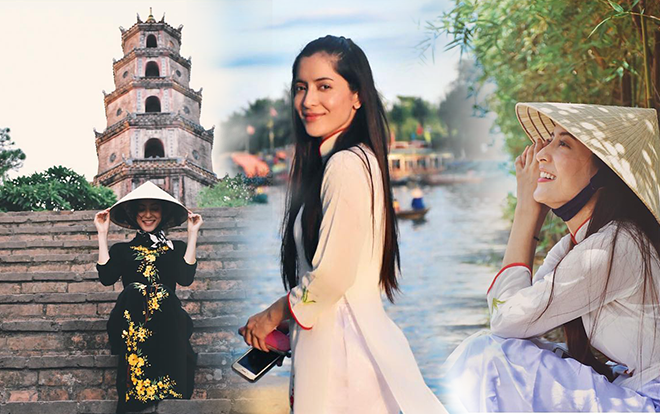 Mỹ nhân Thái lai Ấn khoe sắc đẹp duyên dáng khi mặc áo dài: ‘Tôi có thể nói một chút tiếng Việt’