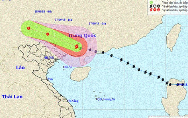 Bão Mangkhut sẽ suy yếu thành áp thấp nhiệt đới trên đất liền của Trung Quốc