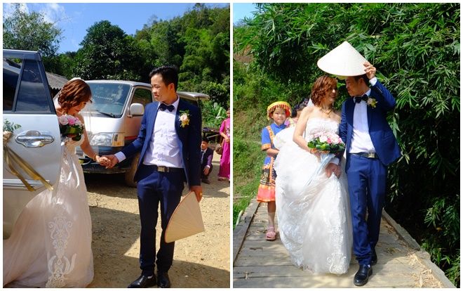 Cô dâu 61 tuổi mặc váy cưới vui vẻ vượt qua 3 con suối 'theo chàng về dinh'