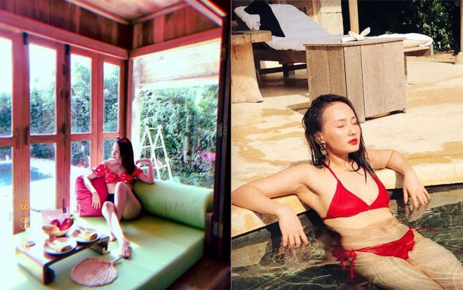 Bảo Thanh quyến rũ hết nấc với áo tắm qua ống kính của chồng