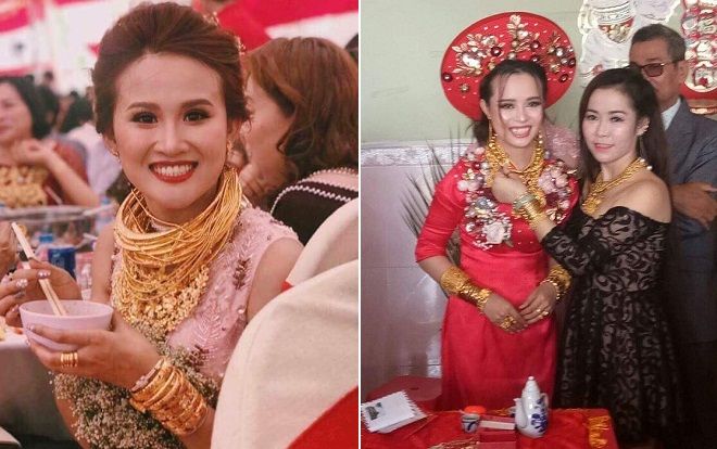 Choáng ngợp với những đám cưới người thân nườm nượp lên trao quà, cô dâu chú rể vàng đeo trĩu cổ