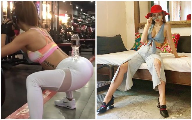 Phương Trinh Jolie khoe kĩ thuật squat thượng thừa, dùng vòng ba giữ chai nước không rơi