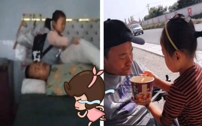 Bé gái 6 tuổi một mình chăm sóc cha tàn tật suốt nhiều năm, làm tan chảy hàng triệu trái tim