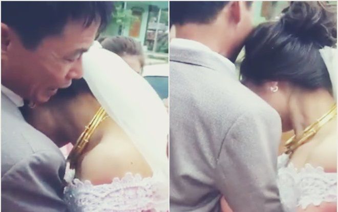 Xúc động hình ảnh cô dâu khóc khi chia tay người thân trong ngày về nhà chồng