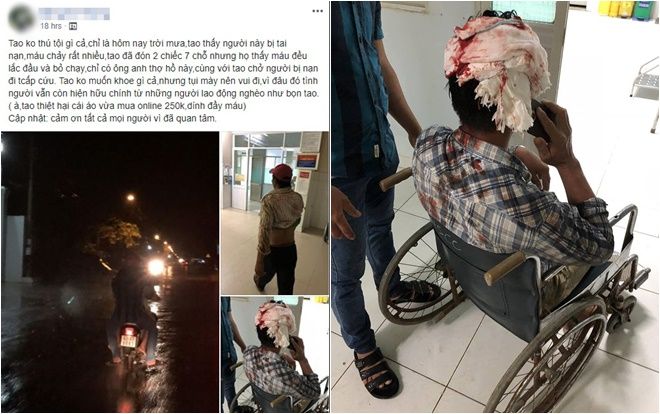 Trong khi ai cũng bỏ chạy vì sợ hãi thì nam thanh niên và anh phụ hồ khiến lại dân mạng ấm lòng khi sẵn sàng giúp người gặp tai nạn