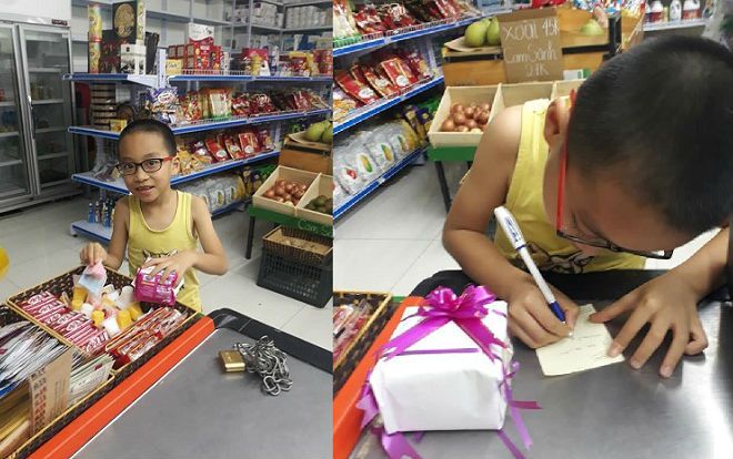 Nửa đêm lặn lội đi mua băng vệ sinh làm quà tặng mẹ dịp 20/10, cậu nhóc khiến cư dân mạng thích thú vì ý tưởng táo bạo