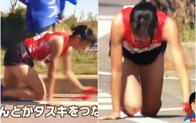 Nữ VĐV Nhật Bản bò 200m về đích đón tin chấn thương cực nặng