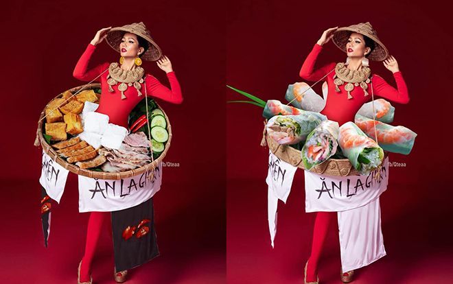 Dân mạng Việt lại chứng tỏ trình photoshop vô biên: Mang cả tinh hoa ẩm thực đường phố khoác lên hoa hậu H'Hen Niê!