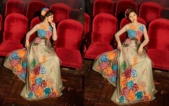 Jolie Nguyễn mê hoặc mọi ánh nhìn với áo dài xuyên thấu nhưng vẫn vô cùng sang trọng