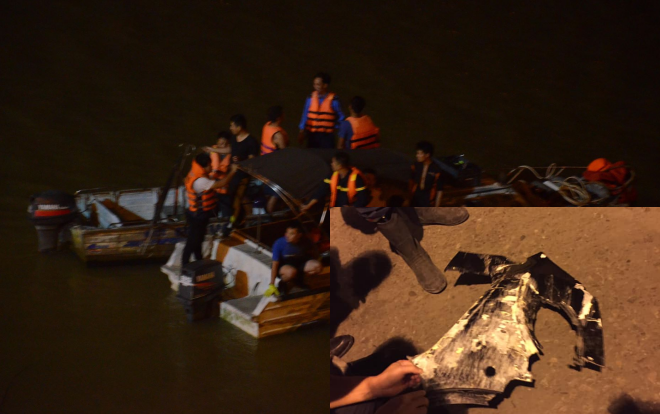 Nóng: Tìm thấy thấy mảnh vỡ của xe ô tô tông đổ lan can cầu Chương Dương lao xuống sông Hồng