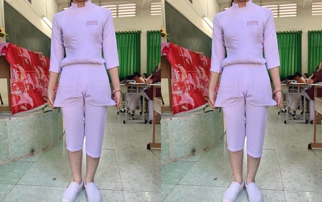Bức ảnh đồng phục áo dài trắng bị biến tấu 180 độ khiến dân mạng tranh cãi dữ dội